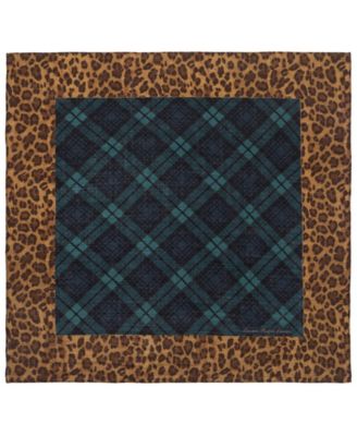 Lauren Ralph Lauren Plaid Animal Small Square Scarf
