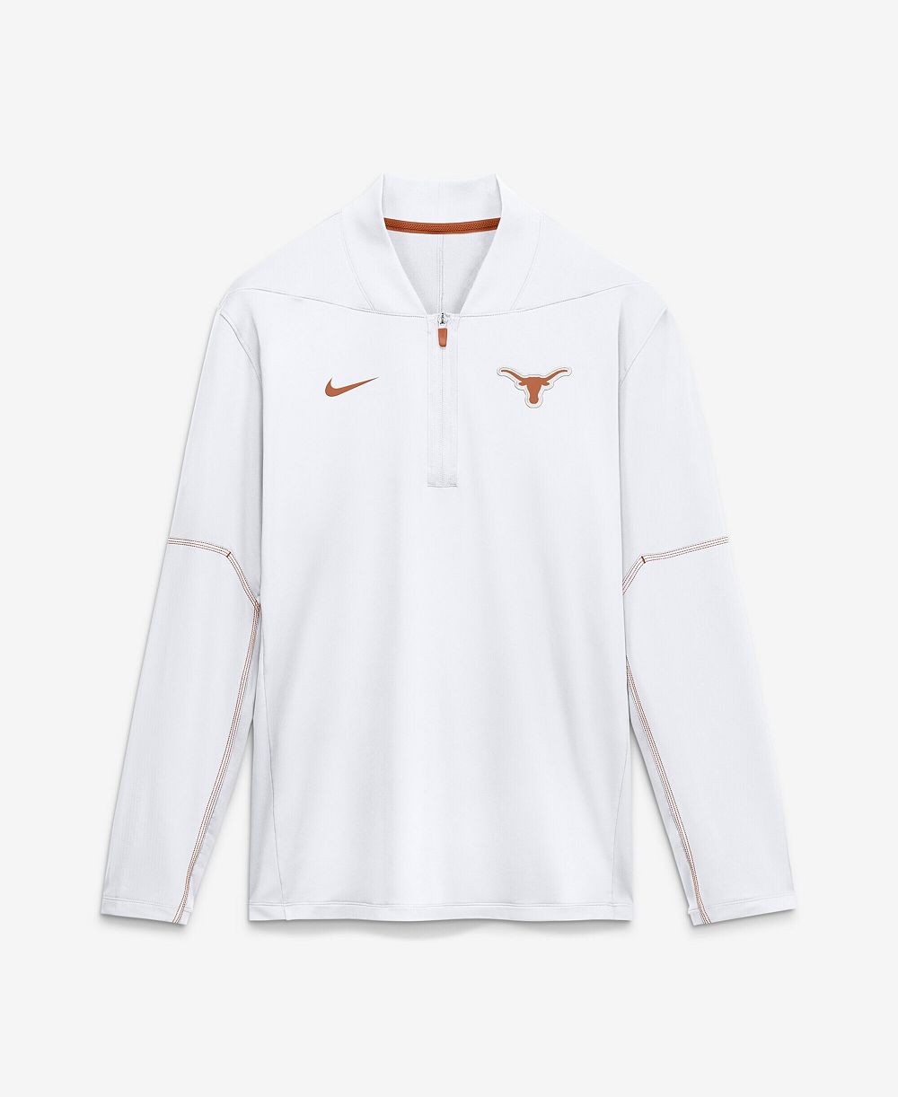 Мужской джемпер Nike White Texas Longhorns Sideline Dri-FIT Long Sleeve Half-Zip Pullover