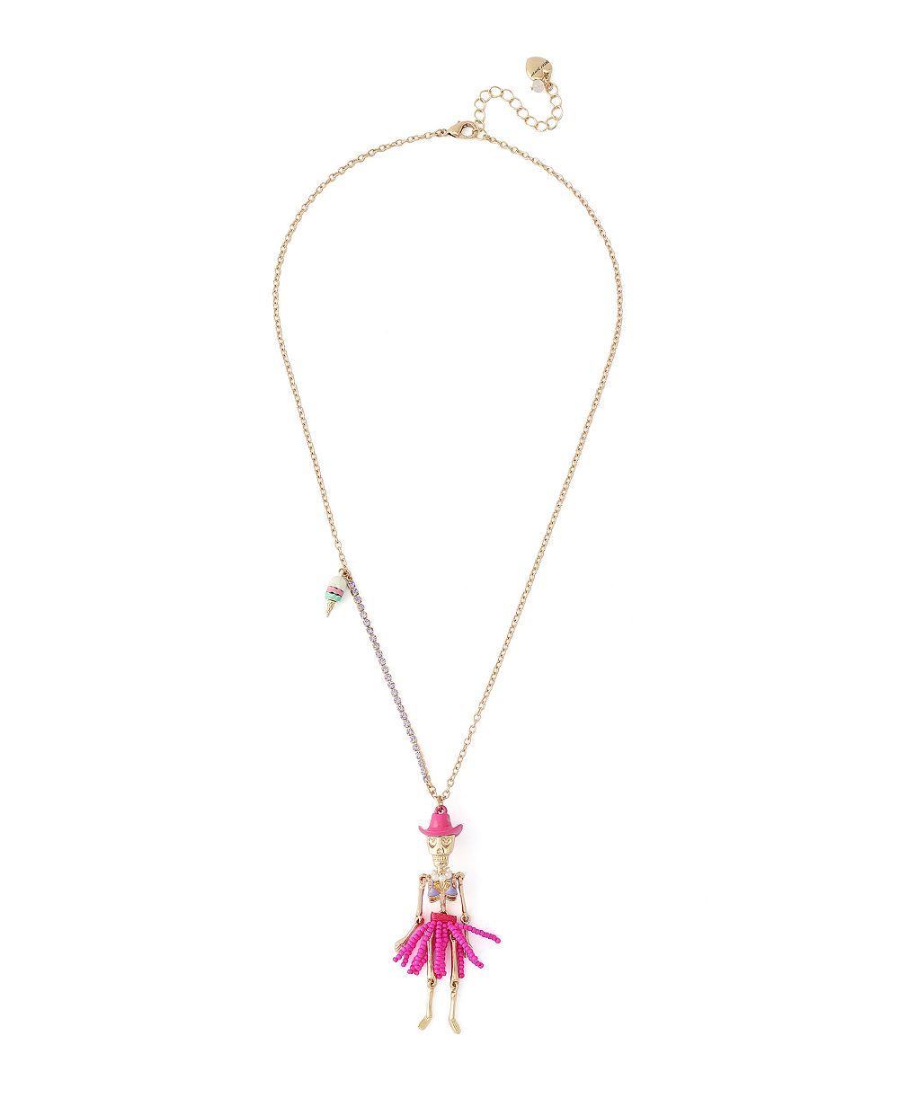 Подвеска-ожерелье Betsey Johnson Imitation Pearl Spooky Cowgirl Skeleton