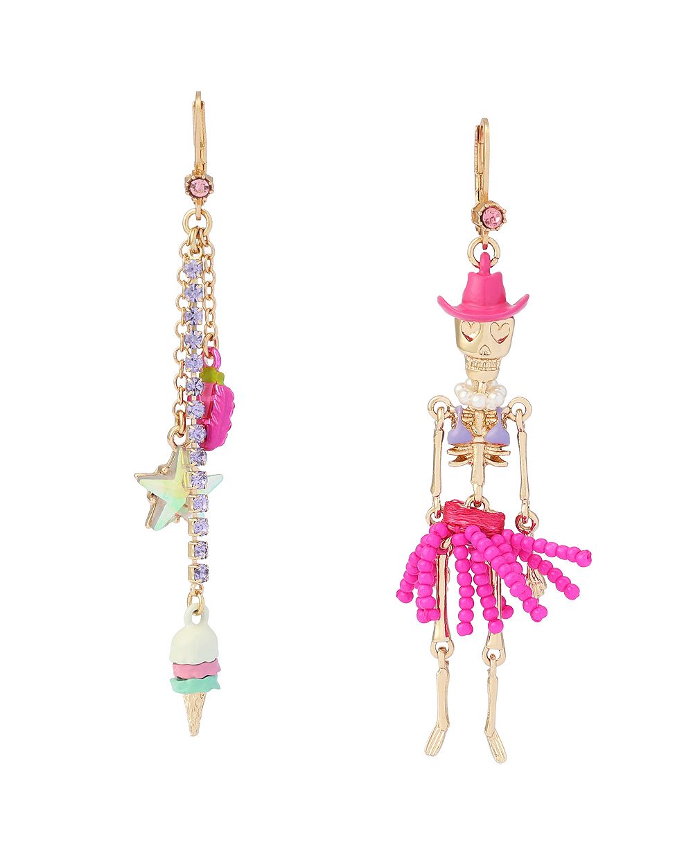 Серьги Betsey Johnson Faux-Stone Spooky Cowgirl Skeleton