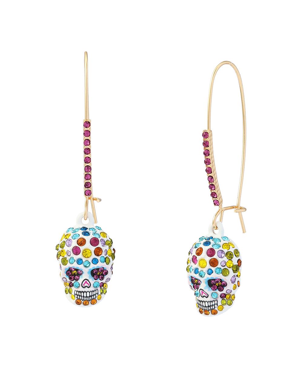 Серьги Betsey Johnson Faux-Stone Sugar Skull Dangle Earrings