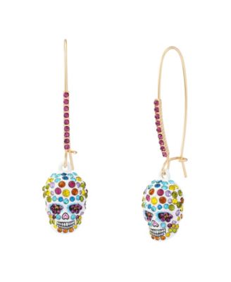 Серьги Betsey Johnson Faux-Stone Sugar Skull Dangle Earrings