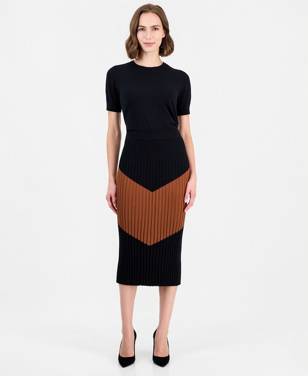 T Tahari Women's Pull-On High-Waisted Midi Skirt