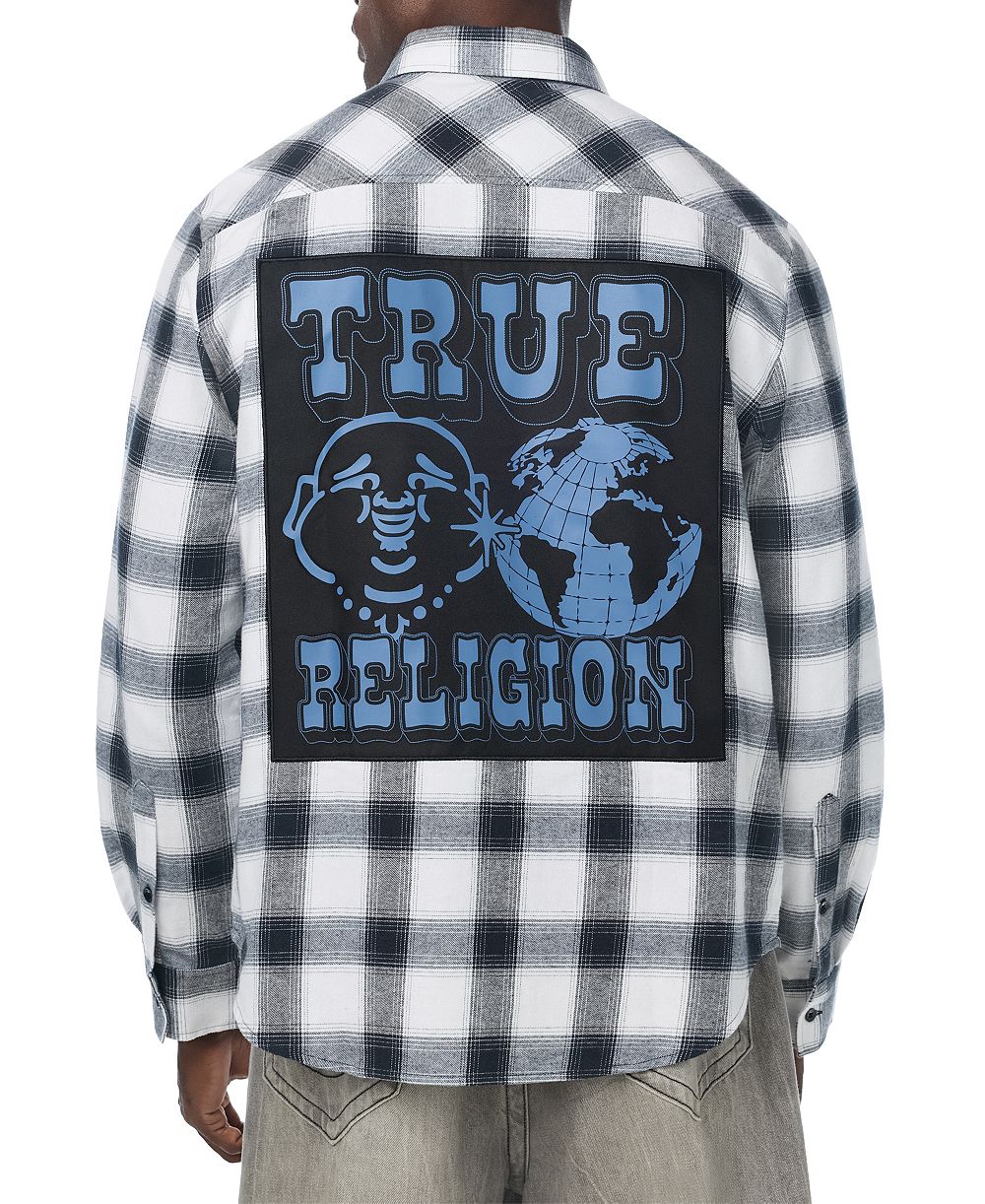 True Religion Men's Flannel Long-Sleeve Appliqué Shirt