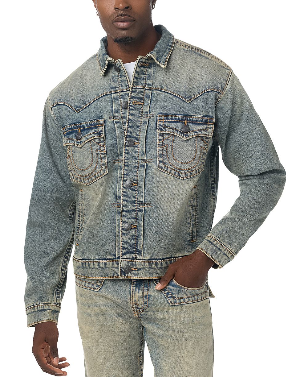 True Religion Men's Jimmy Big T Oversized Western-Inspired Denim Jacket