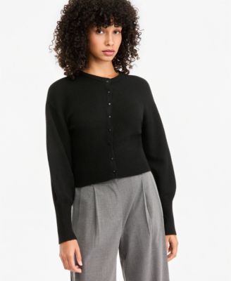 Bar III Women's Sculpted Crewneck Long-Sleeve Cardigan, Macy's Exclusive