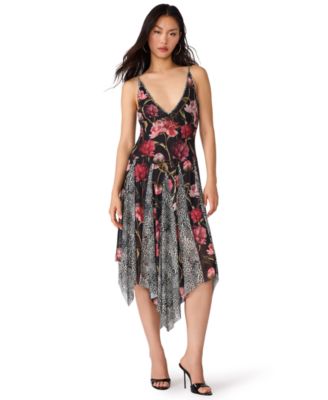Steve Madden Women's Arianne A-Line Asymmetrical V-Neck Midi Dress