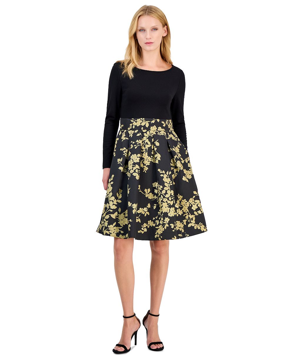 Женское платье Anne Klein Petite Serentiy с лодочным вырезом, длинным рукавом и расклешенным силуэтом
