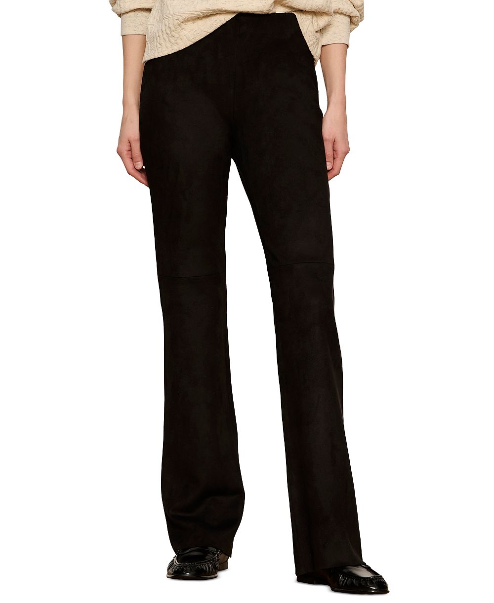 Sanctuary Petite Sashay Faux Suede Flared-Leg Mid-Rise Leggings Pants