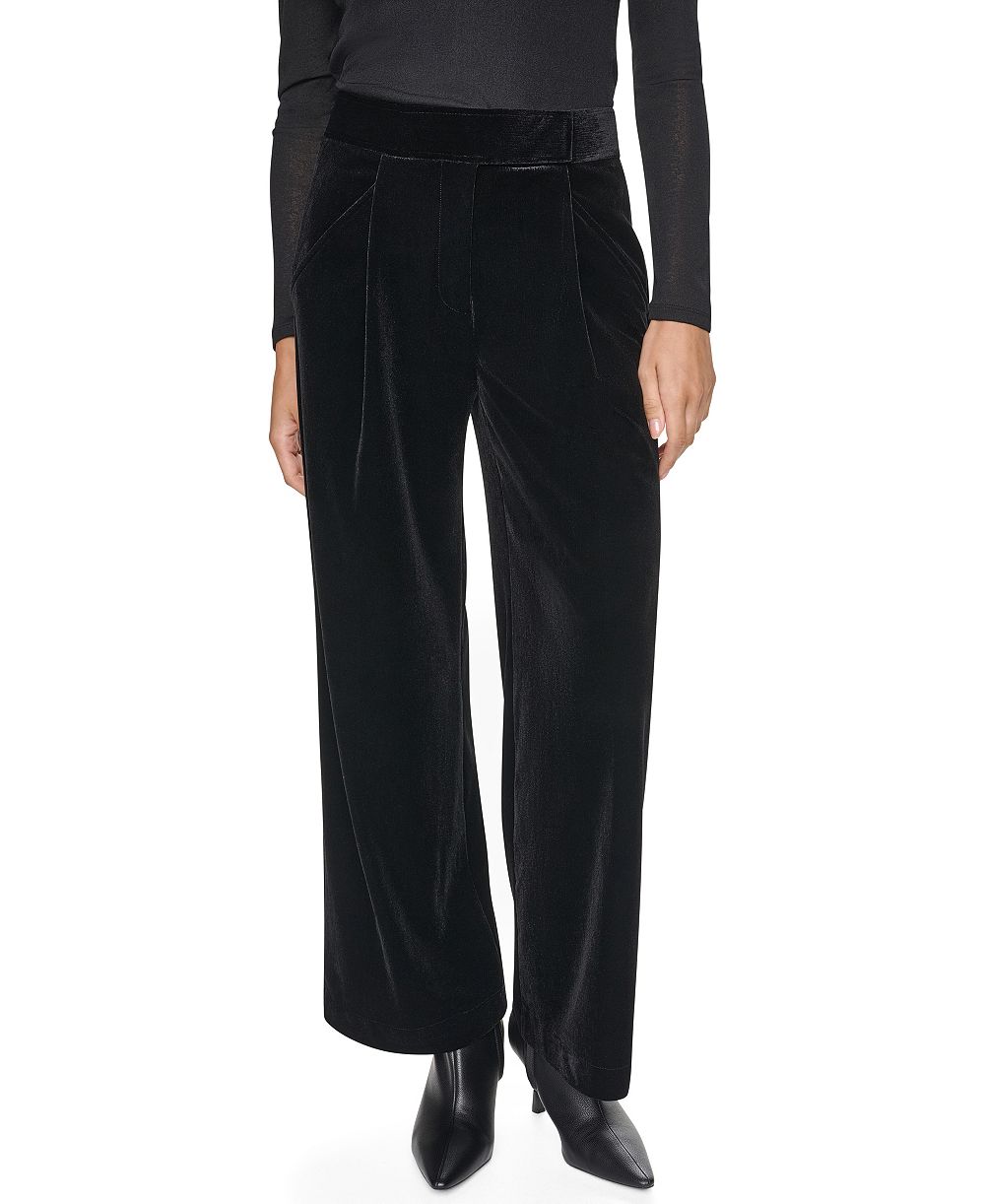 DKNY бархатные брюки с широкими штанинами, Petite