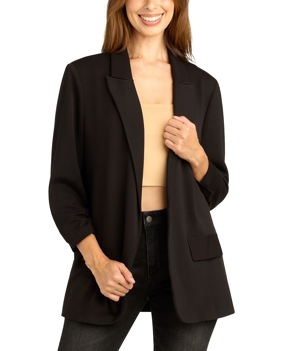 BCX Juniors' Lightweight-Scuba Cinched-Sleeve Blazer