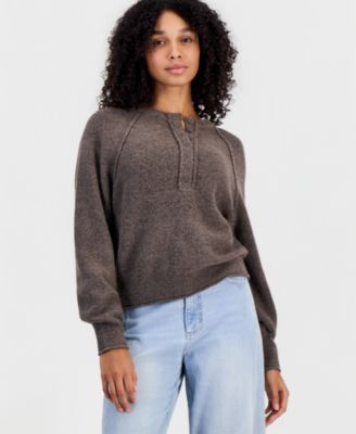 Женский свитер And Now This Henley свободного кроя с длинным рукавом