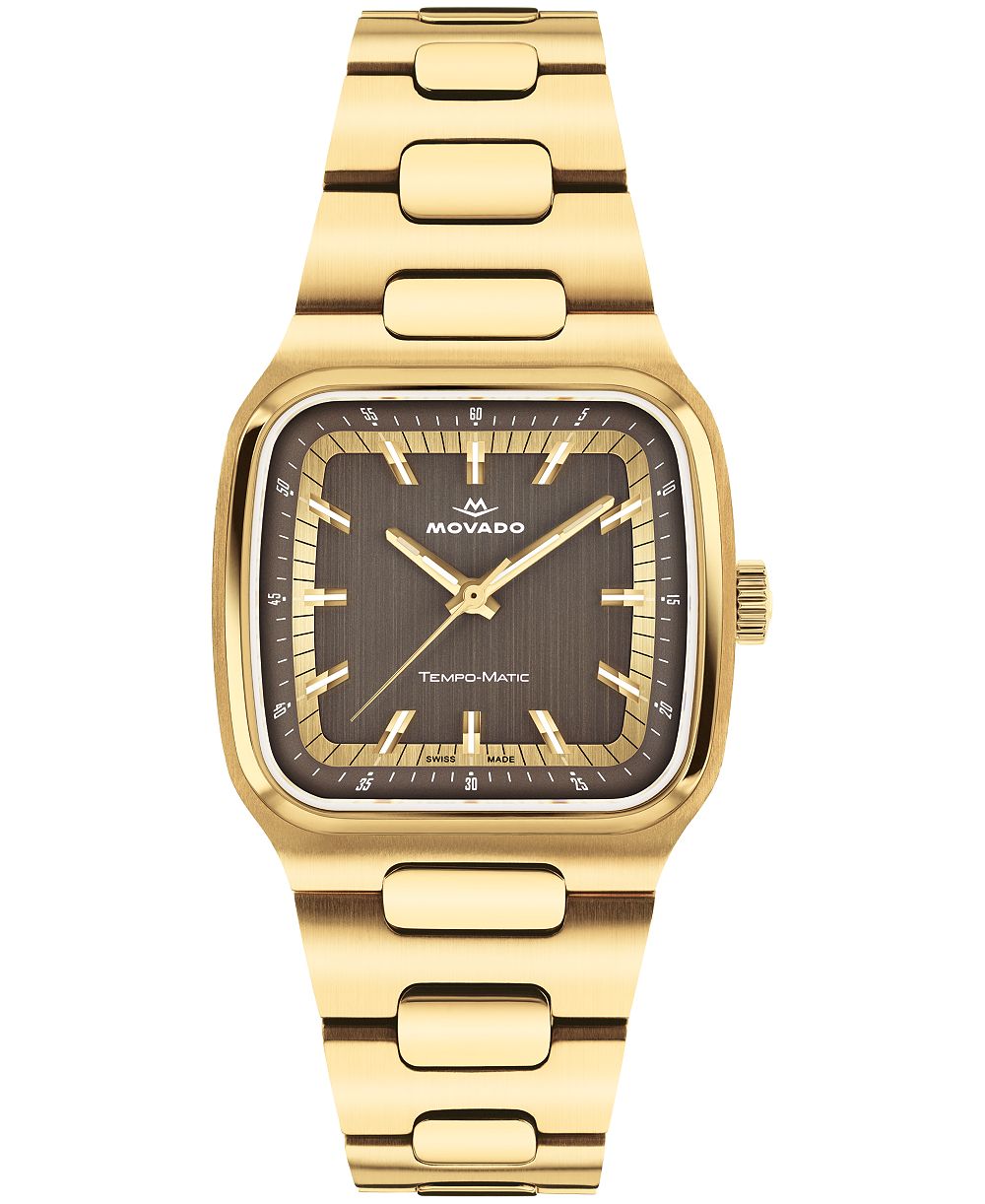 Movado Men's Tempo-Matic Swiss Automatic Ionic Plated Light Yellow Gold Steel Watch 37mm