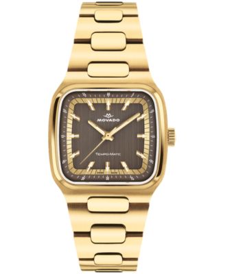 Movado Men's Tempo-Matic Swiss Automatic Ionic Plated Light Yellow Gold Steel Watch 37mm