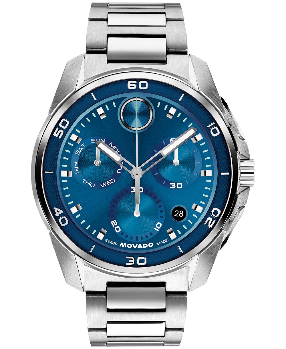 Movado Men's Bold Verso S Swiss Quartz Chrono Stainless Steel Watch 44mm