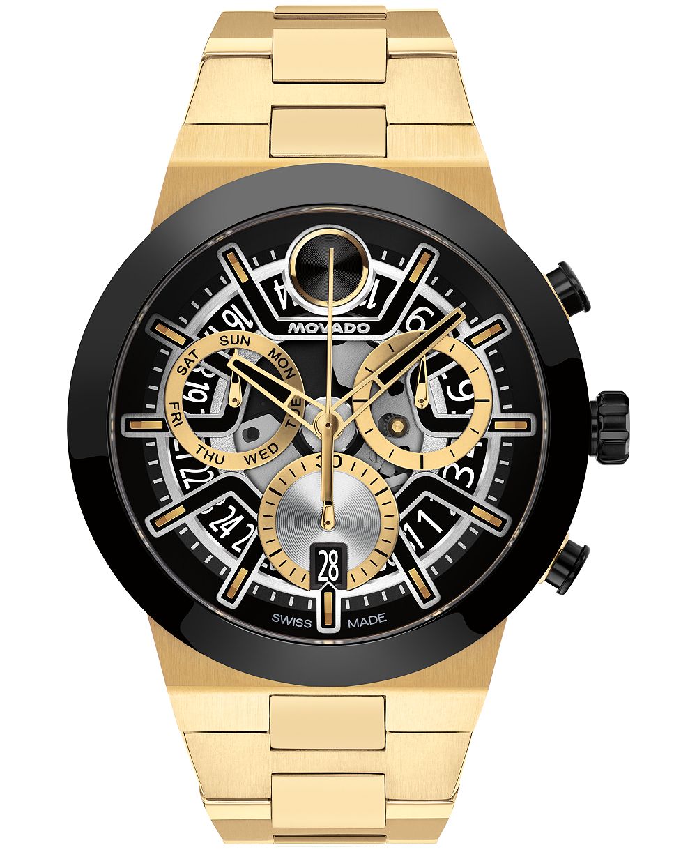 Movado Men's Bold Fusion Swiss Quartz Chrono Ionic Plated Light Yellow Gold Steel Watch 44.50mm