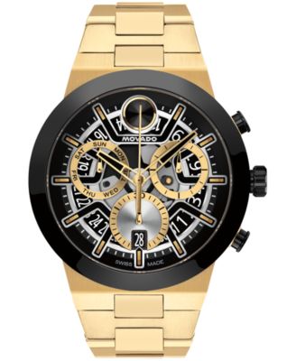 Movado Мужские часы Bold Fusion с ионным покрытием цвета светлого золота, швейцарский кварцевый хронограф, сталь, 44.50mm