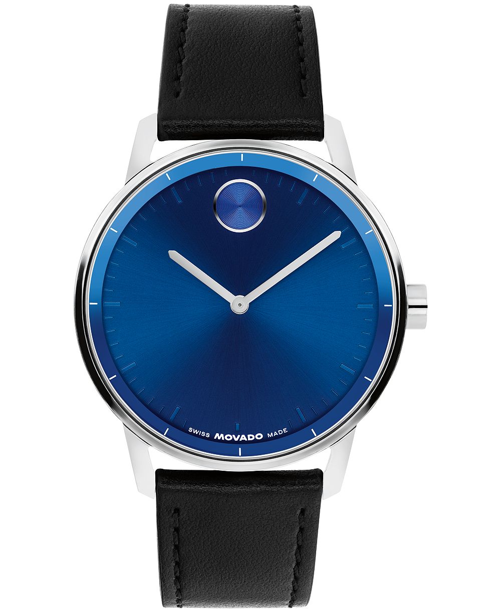Мужские часы Movado Bold Echo Swiss Quartz в черном кожаном корпусе 40mm