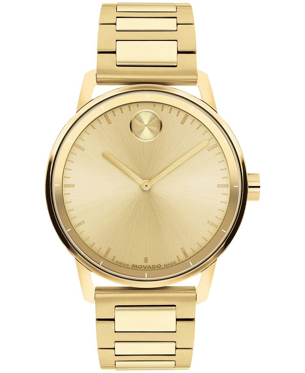 Movado Men's Bold Echo Swiss Quartz Ionic Plated Light Yellow Gold Steel Watch 40mm