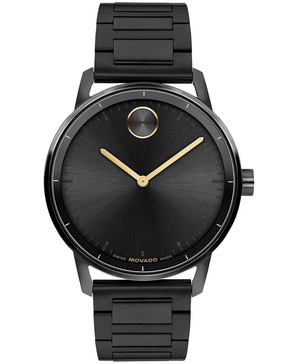 Movado Men's Bold Echo Swiss Quartz Ionic Plated Black Stainless Steel Watch 40mm