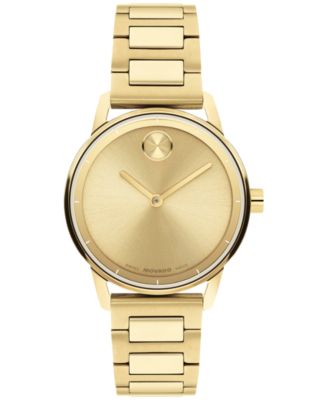 Movado Women's Bold Echo Swiss Quartz Ionic Plated Light Yellow Gold Steel Watch 30mm