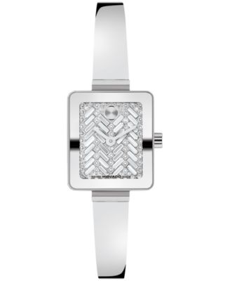 Женские часы Movado Bold Tank Mini Bangle Swiss Quartz из нержавеющей стали 20mm x 23mm