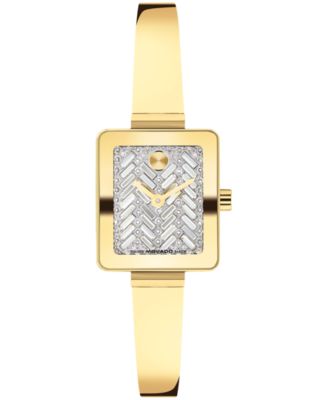 Женские часы Movado Bold Tank Mini Bangle, золотистые, 20mm x 23mm