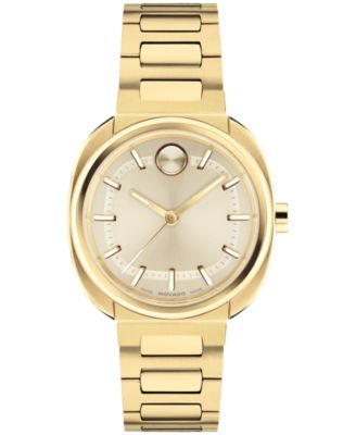 Женские наручные часы Movado Bold Nuvo из нержавеющей стали с ионным покрытием цвета светло-желтого золота, 30 мм, швейцарский кварц