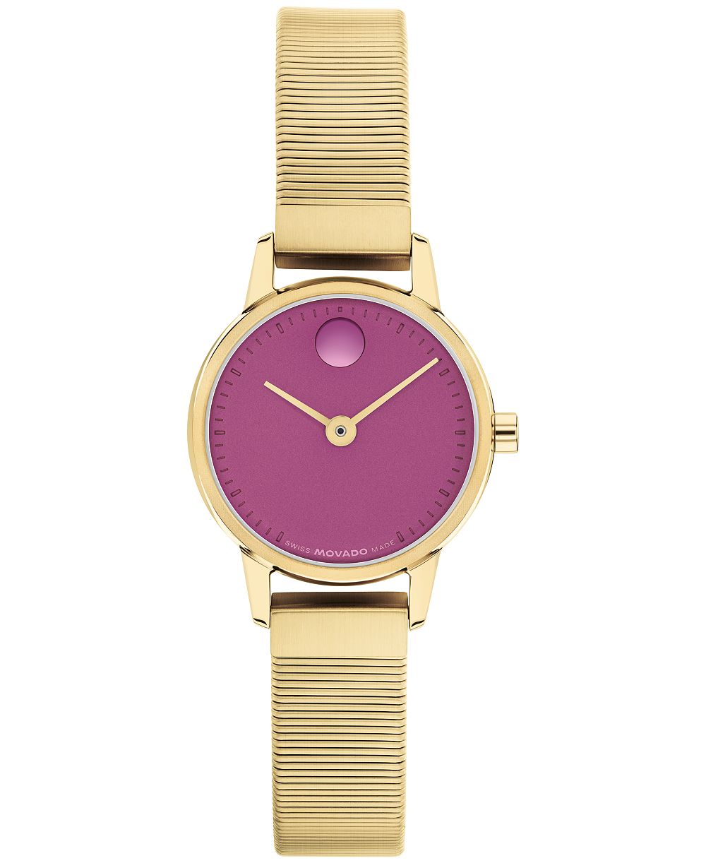 Movado Women's Baby Face Swiss Quartz Ionic Plated Light Yellow Gold Steel Watch 22.50mm