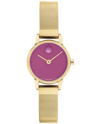 Movado Women's Baby Face Swiss Quartz Ionic Plated Light Yellow Gold Steel Watch 22.50mm