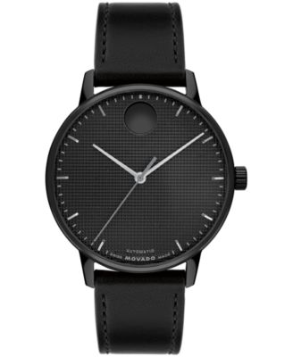 Мужские часы Movado Face Automatic Black Leather 39mm