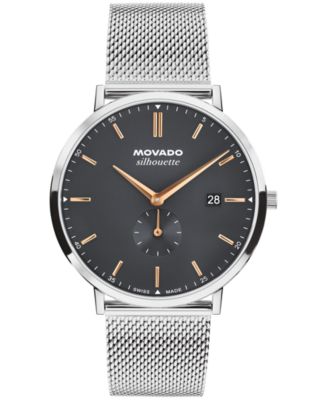 Часы Movado Men's Silhouette Swiss Quartz Stainless Steel 40mm