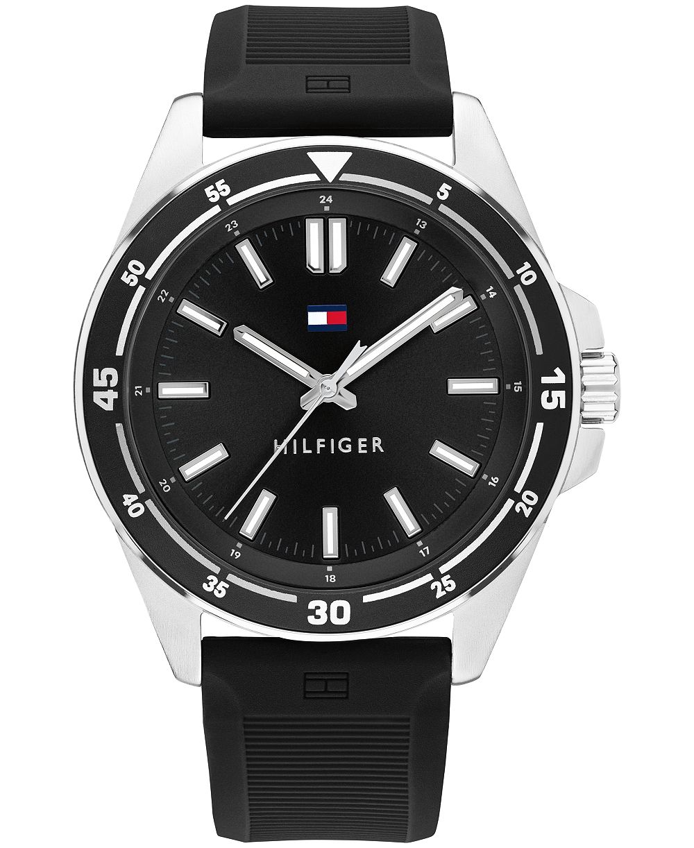 Мужские часы Tommy Hilfiger Quartz Black Silicone Strap 42mm