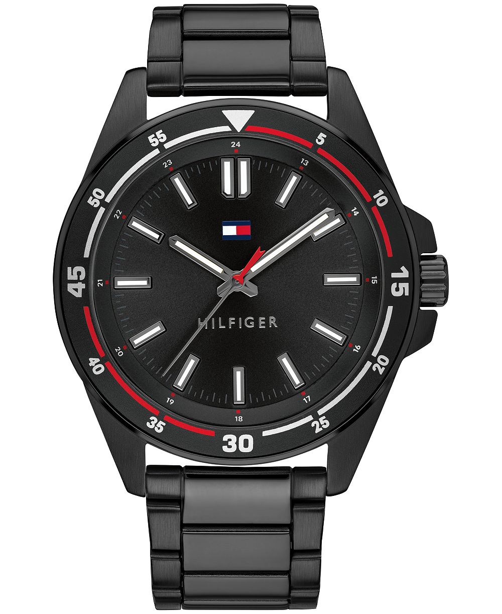 Tommy Hilfiger Men's Quartz Black IP Stainless Steel Bracelet Watch 42mm