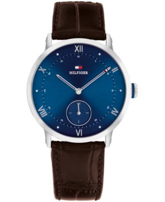 Tommy Hilfiger мужские кварцевые часы с коричневым кожаным ремешком, 38 мм