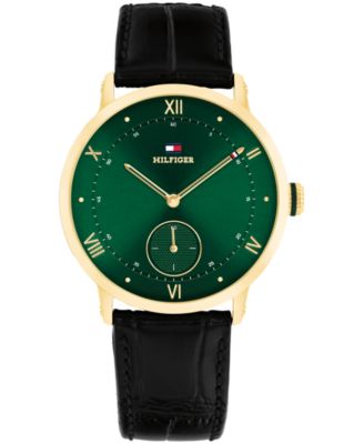 Tommy Hilfiger мужские кварцевые часы с черным кожаным ремешком, 38 мм