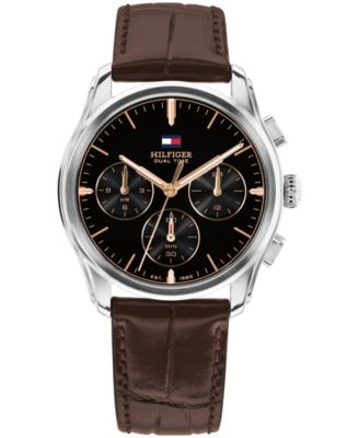 Мужские часы Tommy Hilfiger с темно-коричневым кожаным ремешком 38mm