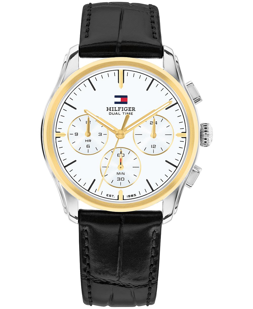 Мужские наручные часы Tommy Hilfiger Multi-Function Black Leather Strap 38mm