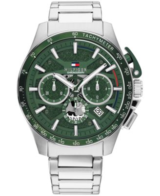 Мужские наручные часы Tommy Hilfiger Chronograph Silver-Tone Stainless Steel Bracelet 44mm