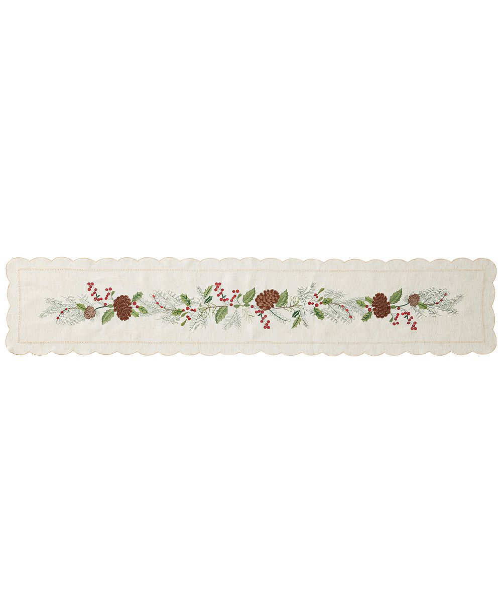 Elrene Rustic Winter Botanical Embroidered Table Runner, 13" x 70"