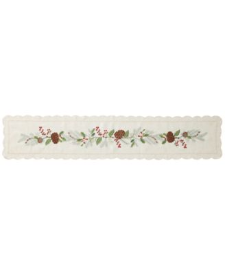 Elrene Rustic Winter Botanical Embroidered Table Runner, 13" x 70"