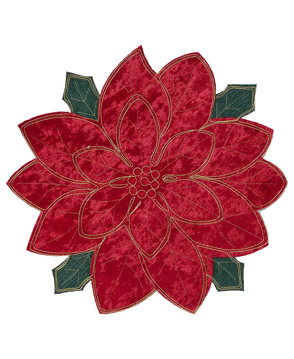 Elrene Holiday Poinsettia Figural Placemat, 15" x 15"
