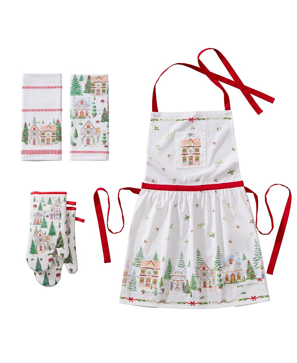 Elrene Holiday Kitchen Towel, Apron & Oven Mitts, 5-Piece Set