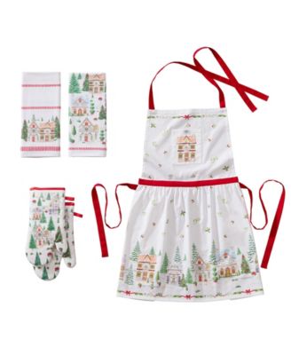 Elrene Holiday Kitchen Towel, Apron & Oven Mitts, 5-Piece Set