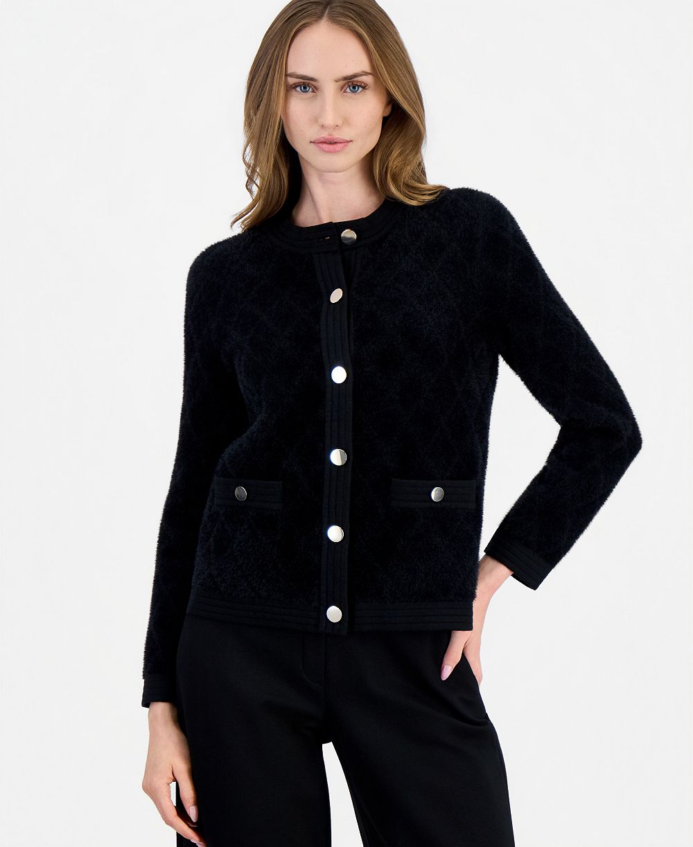 Anne Klein Женский кардиган из стеганой пряжи с эффектом кружева
