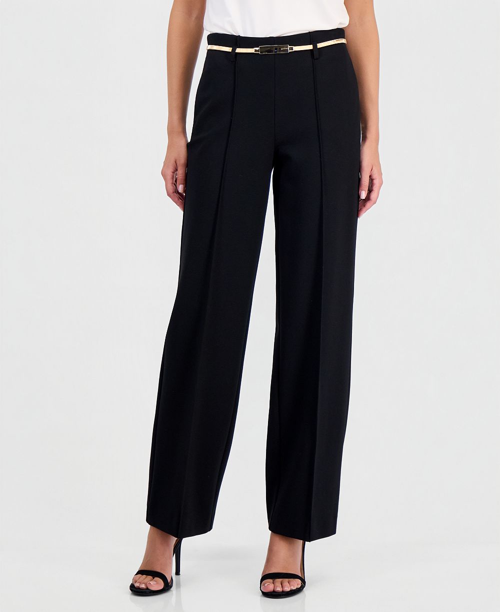 Anne Klein Женские брюки с широкими штанинами и ремнем