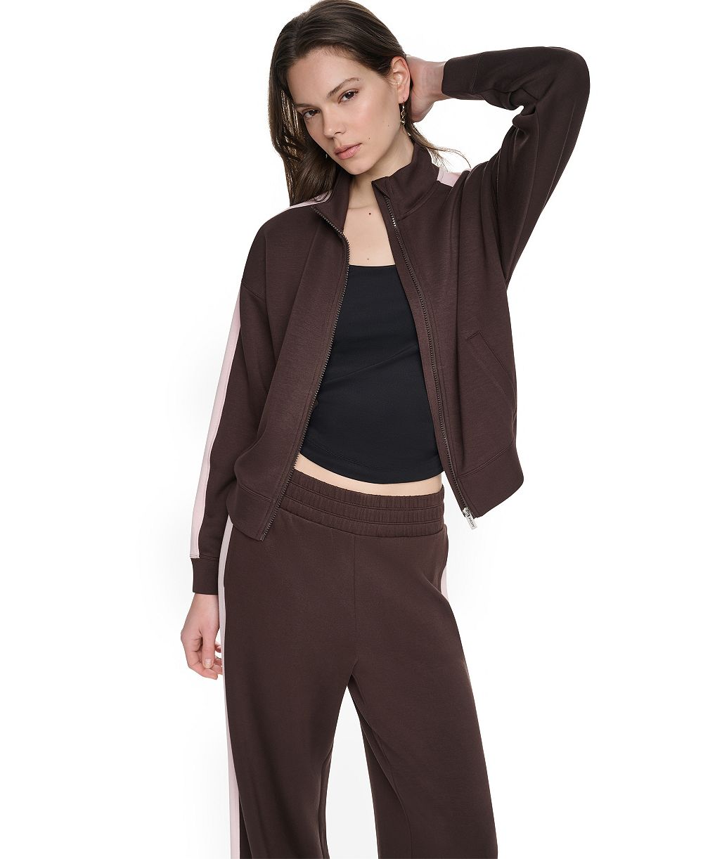 DKNY Sport Women's Side Stripe Scuba Full Zip Jacket