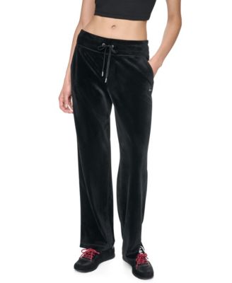 DKNY Sport Женские широкие брюки-трекинги из велюра с высокой посадкой