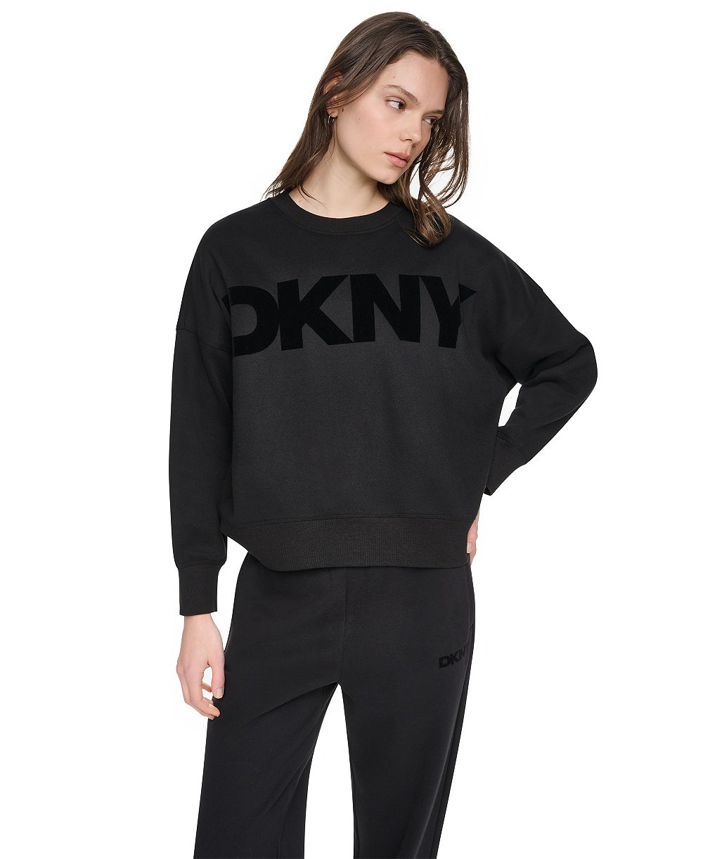DKNY Sport Women's Oversized Graphic Blouson-Sleeve Pullover Sweatshirt