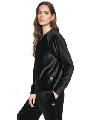 Топ DKNY Sport женский из велюра с регланом, свободный крой